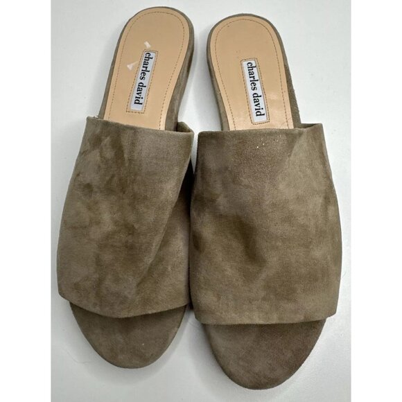 Charles David Women's Soleil Leather Slide Suede Tan Size 10 - Picture 3 of 10